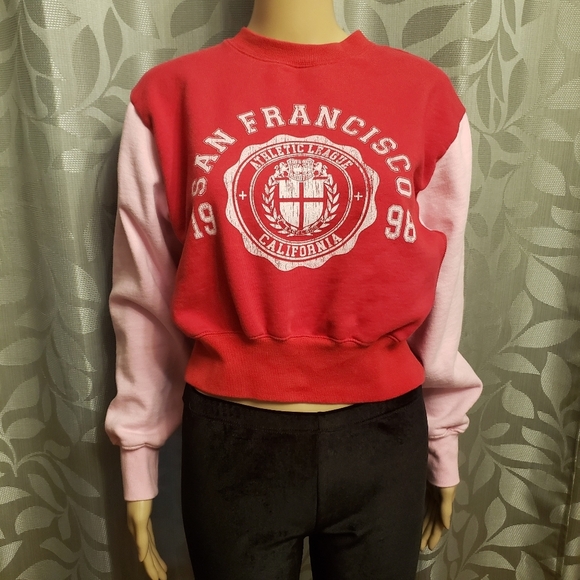 Crop San Francisco Color Block Sweatshirt Size S - Picture 10 of 10
